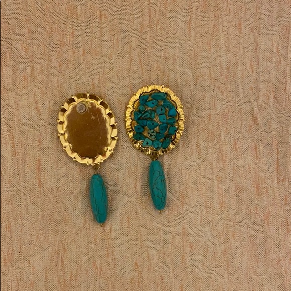Gold/ Turquoise handmade earrings from Turkey 😍 - Picture 2 of 5